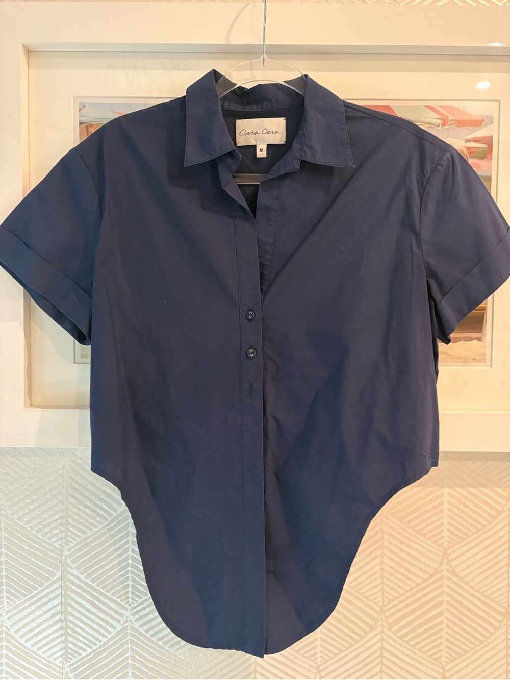 Cara Cara Navy Short-Sleeve Button Down Shirt